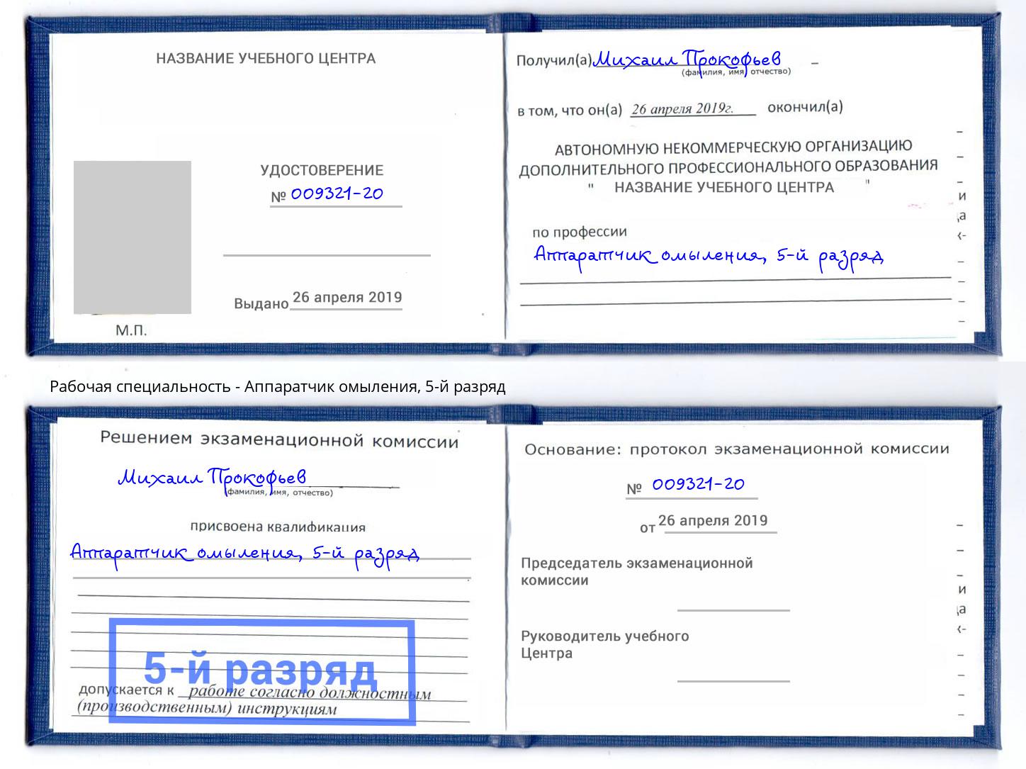 корочка 5-й разряд Аппаратчик омыления Тула