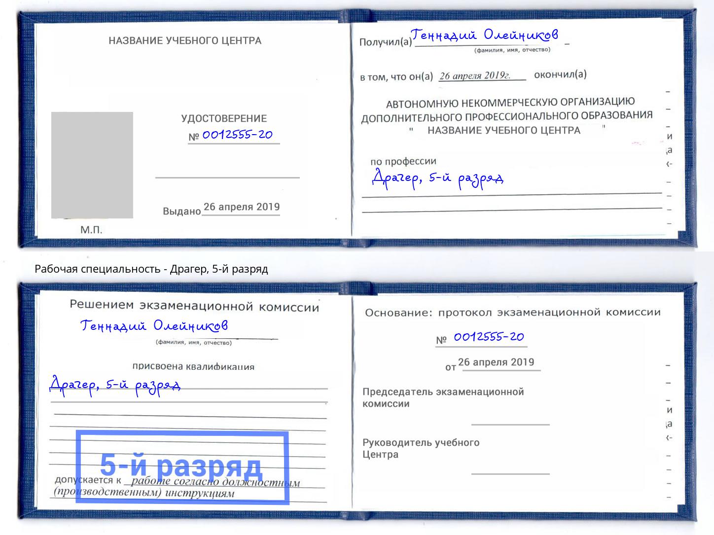 корочка 5-й разряд Драгер Тула